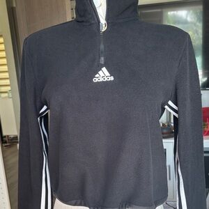 Adidas Black Half-Zip Hoodie with White Accents
